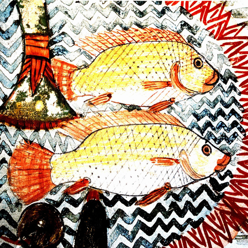 Libellule sur son nénuphar collection LIN fresque antique