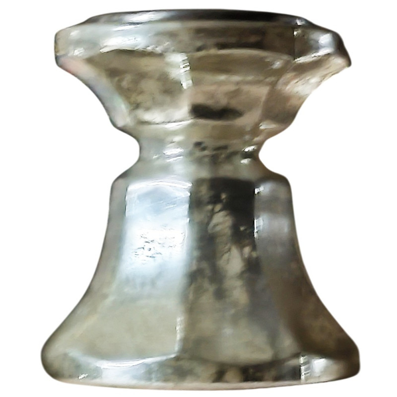 Bougeoir en verre mercurisé pour la table ou la cheminée. Hauteur: 25cm