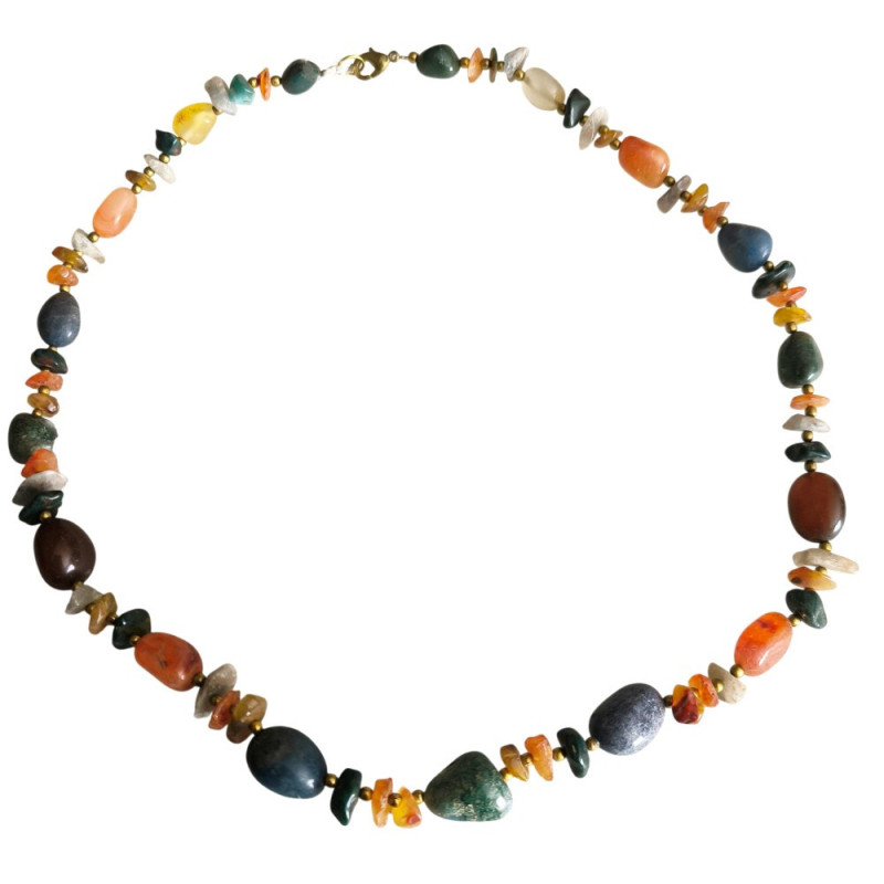 Bracelet en argent, pierres et lanière en tissu. 3 couleurs disponibles