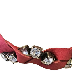 Bracelet en argent, pierres et lanière en tissu. 3 couleurs disponibles