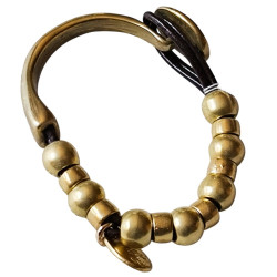 Bracelet en argent, pierres et lanière en tissu. 3 couleurs disponibles