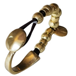 Bracelet en argent, pierres et lanière en tissu. 3 couleurs disponibles