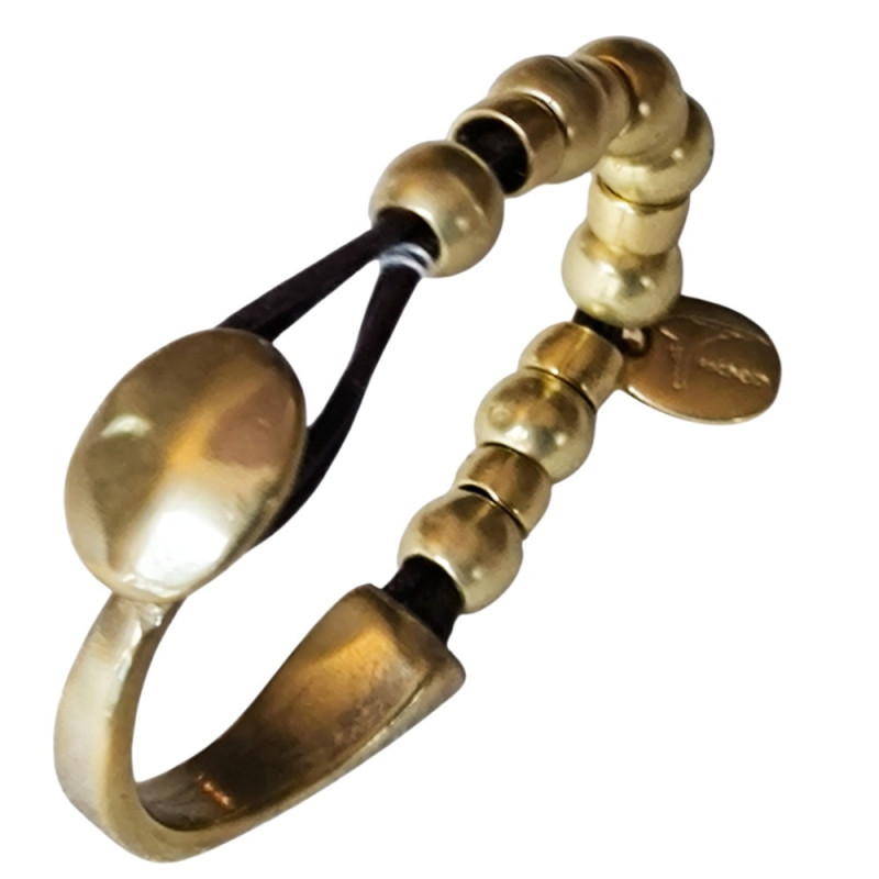 Bracelet en argent, pierres et lanière en tissu. 3 couleurs disponibles