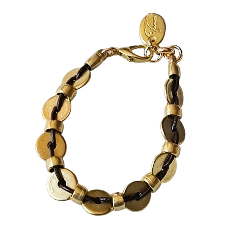 Bracelet en argent, pierres et lanière en tissu. 3 couleurs disponibles