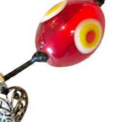 Bracelet en argent, pierres et lanière en tissu. 3 couleurs disponibles