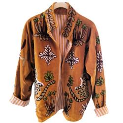 Veste velours brodée