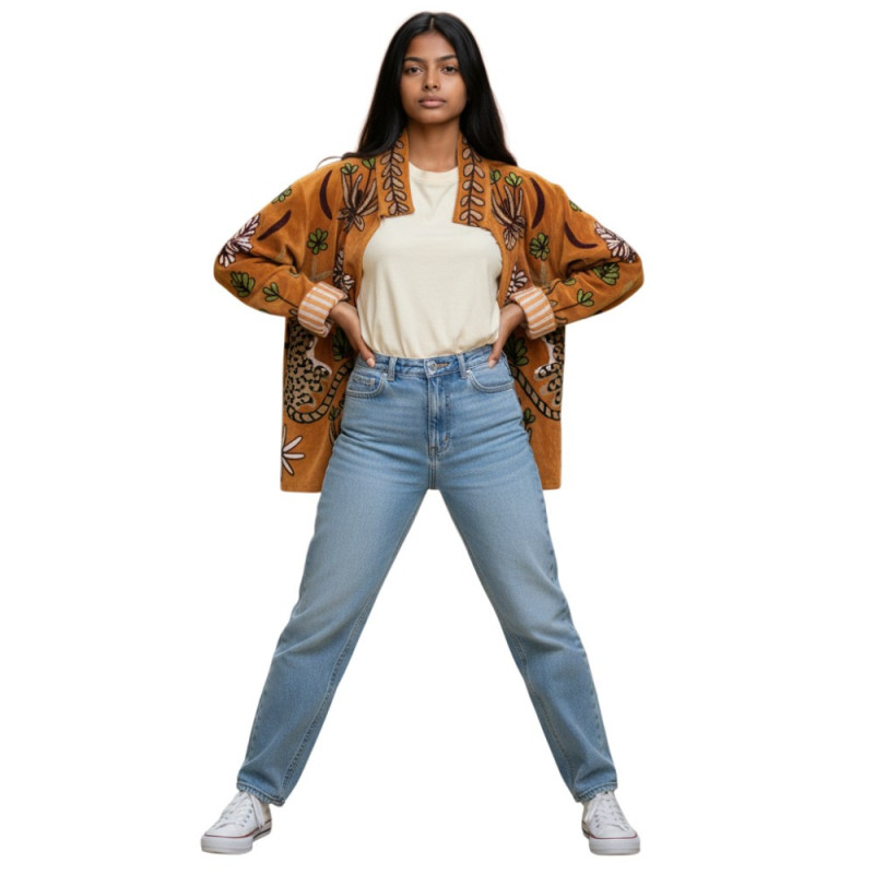 Veste velours brodée