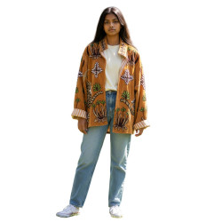 Veste velours brodée