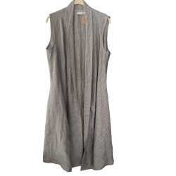 Gilet long sans manches en lin
