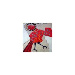 Coussin Copte rouge et blanc. 47x47 cm. Fabriqué dans les Landes