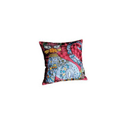 Coussin chat en soie brodé