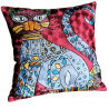 Coussin chat en soie brodé