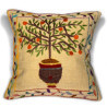 Coussin oranger en  fruit dans pot d'Anduze et liseret floral coloré